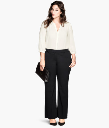 H&M crne hlače i bijela bluza XL
