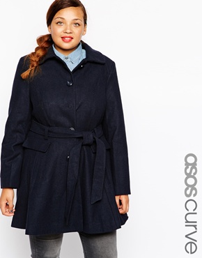 Asos Curve crni kaput XL