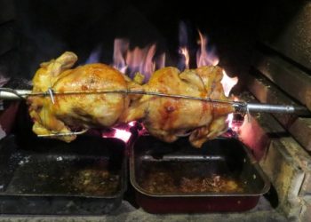 Kako ispeći pile na ražnju (FOTO) Pecenje pilica uz vatru Pečenje pilića na ražnju - okretanje uz vatru