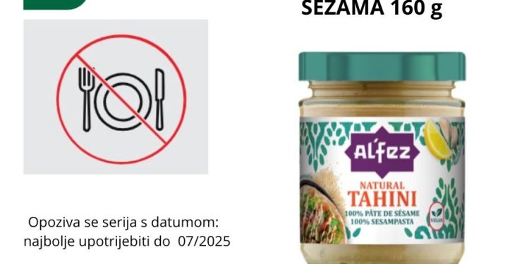 Povlačenje iz prodaje tahini paste zbog utvrđene salmonele