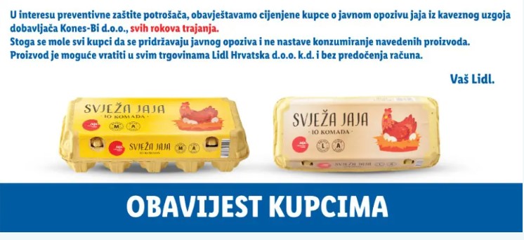 Jaja iz kaveznog uzgoja koja se povlače iz Lidla