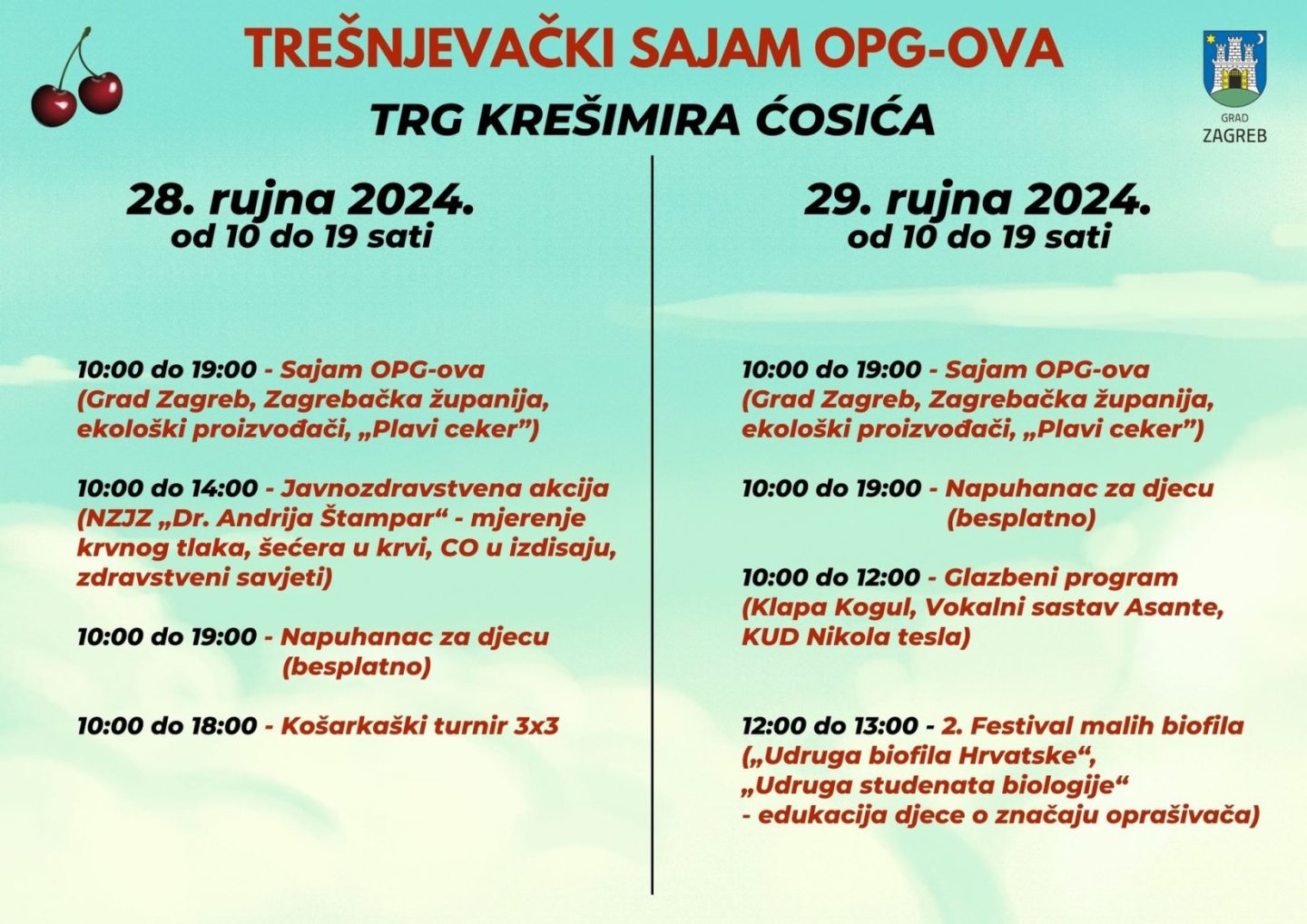 Trešnjevački sajam OPG-ova 2024. program