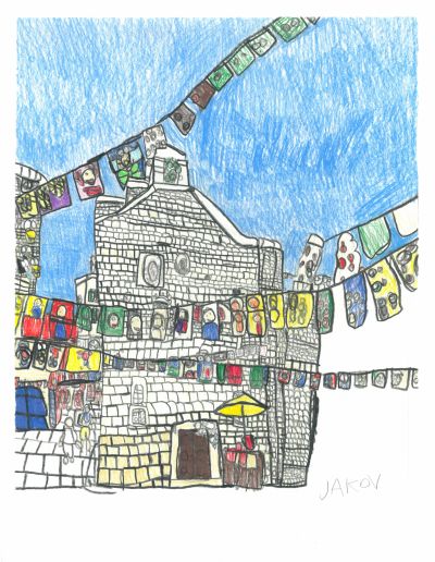 Na prvoj samostalnoj izložbi autističnog mladića koji ne govori riječima nego slikama Crkva Svete Barbare Sibenik Jakov Knežević: Crkva Svete Barbare u Šibeniku