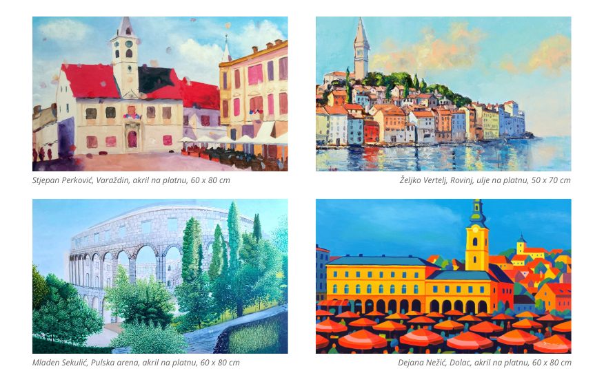 Umjetnost bez granica: Prizori iz Hrvatske na platnima umjetnika koji slikaju ustima i nogama Moja Hrvatska medunarodna izlozba umjetnika koji slikaju ustima i nogama Na međunarodnoj izložbi Moja Hrvatska izloženo je 31 platno naslikano ustima i nogama /