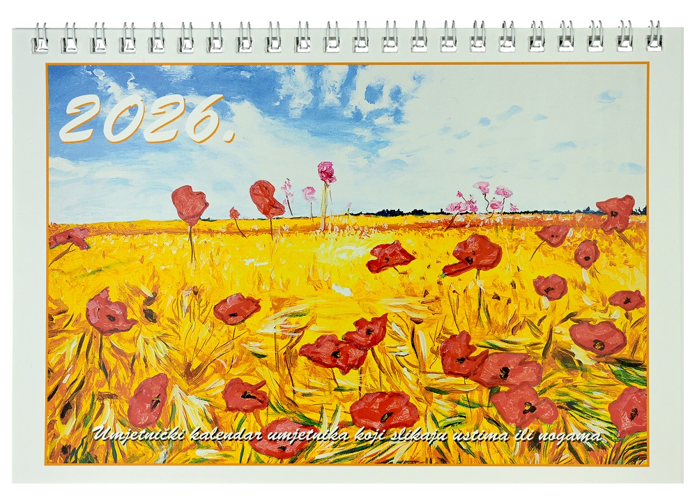 Umjetnost bez granica: Prizori iz Hrvatske na platnima umjetnika koji slikaju ustima i nogama Umjetnicki kalendar 2026 Umjetnički kalendar slikara ustima i nogama za 2026