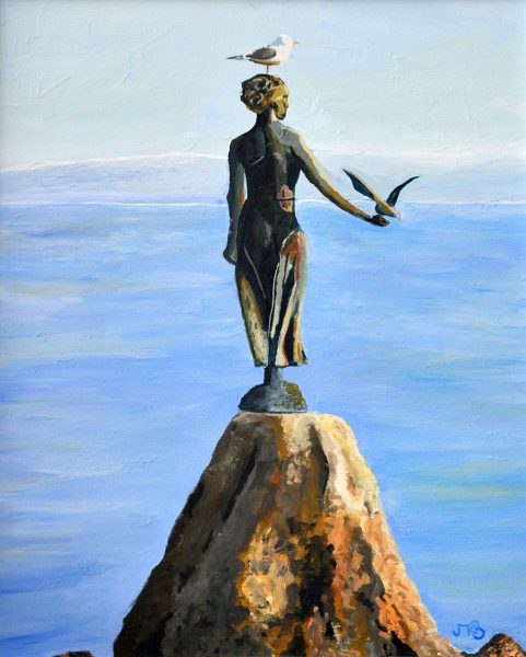 Umjetnost bez granica: Prizori iz Hrvatske na platnima umjetnika koji slikaju ustima i nogama maria 1 ”Opatija – Djevojka i galebovi”, Maria-Kristina Božičević